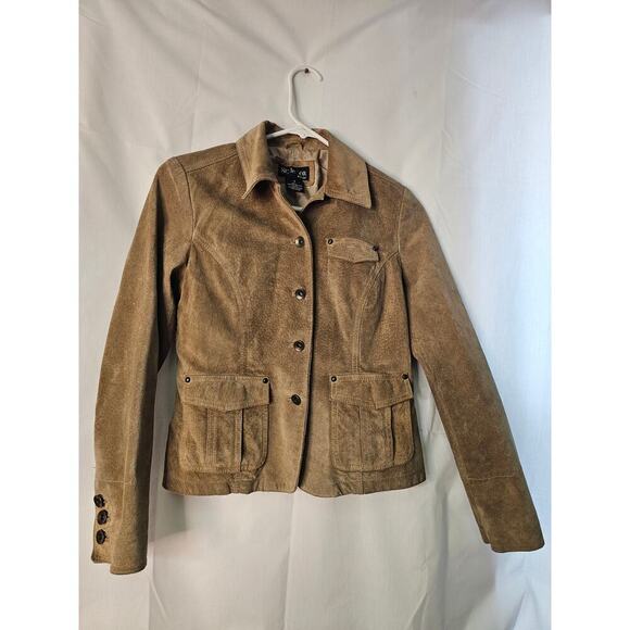 Style & Co Jackets & Blazers - Style & Co Petite Leather Tan jacket  size Small